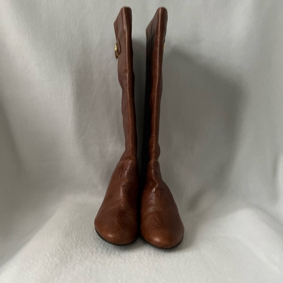 Steven by Steve Madden Size 6 Brown Glossy Leather Wedged Heeled Boots. - Picture 4 of 16